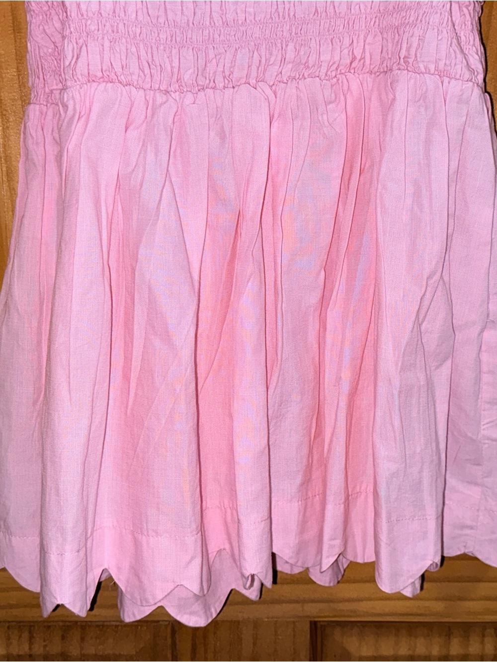 NWT Simply Southern Pink Smocked Square-Neck Puff Sleeve Scalloped Blouse-S - Picture 10 of 13